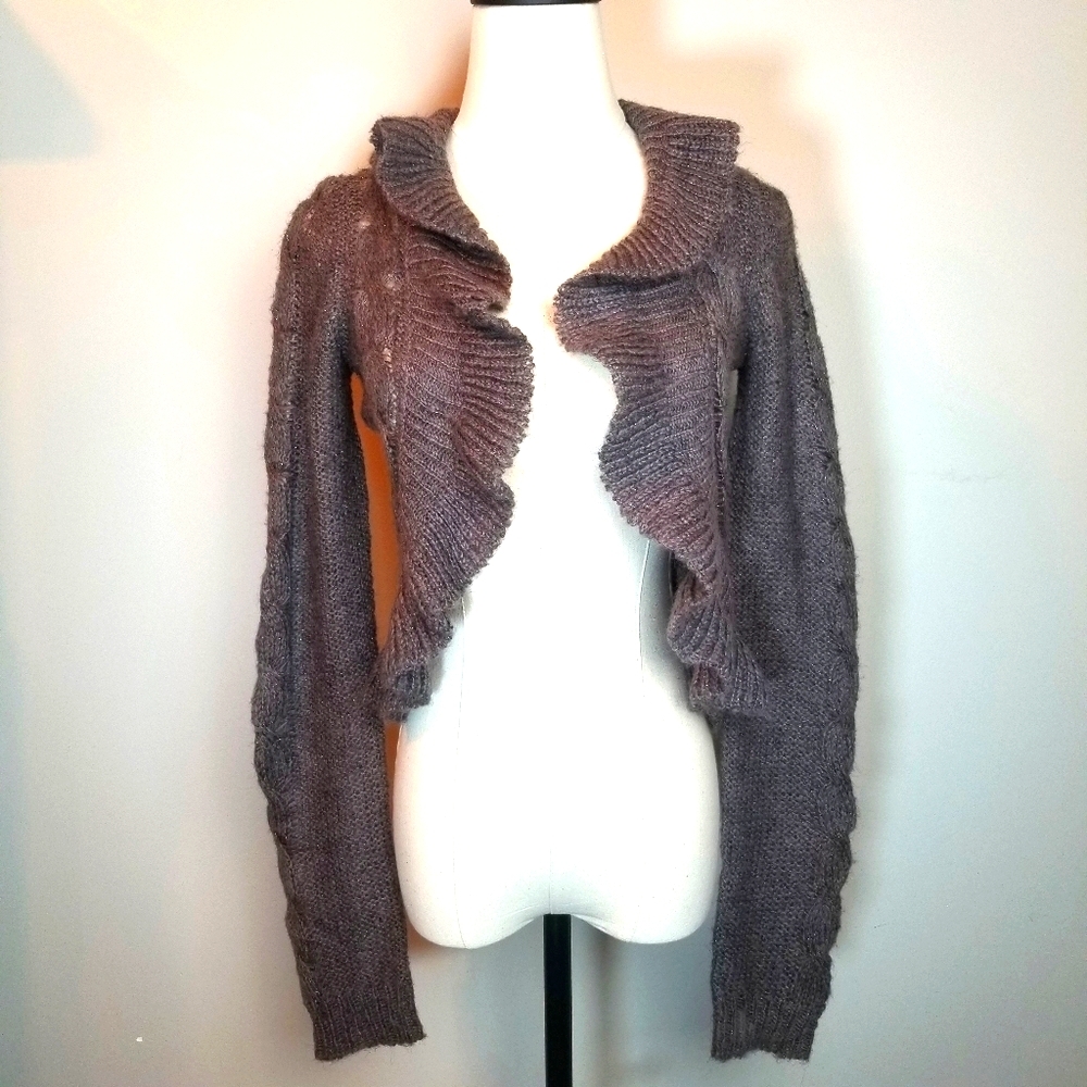 Romantic Victorian Style Ruffled Open Weave Cardi